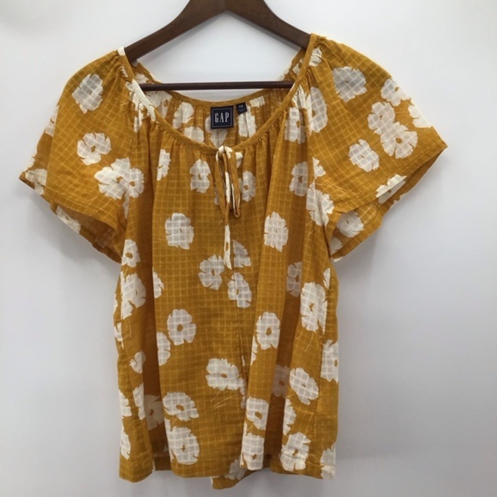 GAP Women's Mustard Floral Blouse